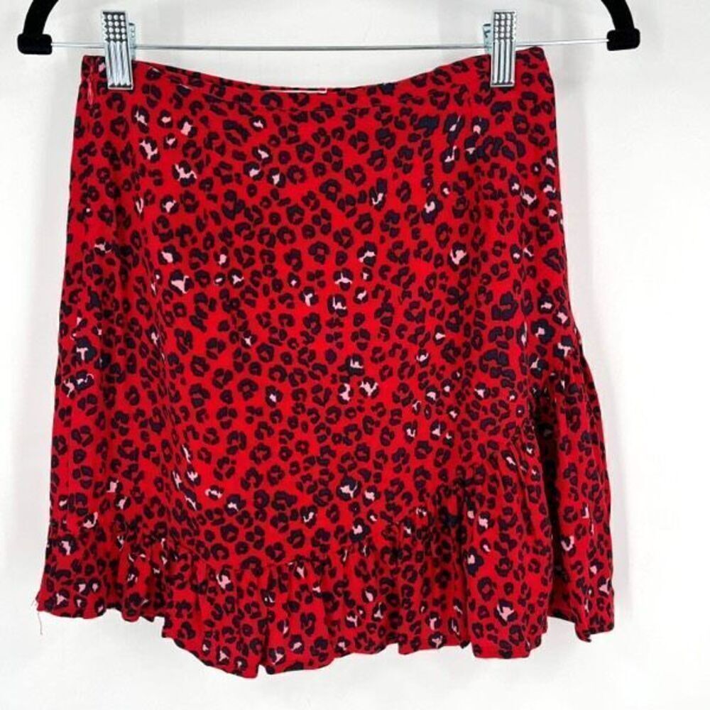 Lovers + Friends Women's Sahara Cheetah Lined Lena Mini Skirt‎ Red Black Size XS - Picture 2 of 9